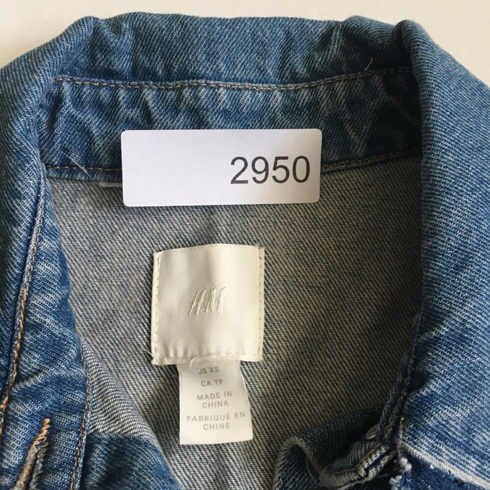H&M DIY Distressed Denim Vest Womens XS Blue Jean Vest - Picture 11 of 11